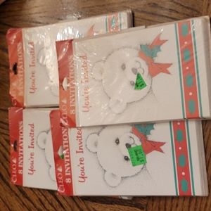 Vintage Invitations Christmas Party 4 packages- 32 total Polar bear - teddy bear
